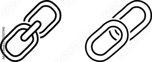 Two outline chain link icons representing connection and internet links vector