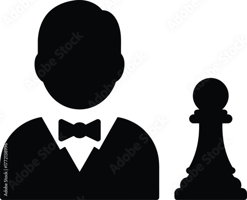 Business strategy icon man in suit with chess pawn vector