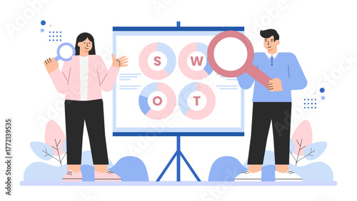 Flat Design SWOT Analysis for Business Strategy Flat Vector Illustration