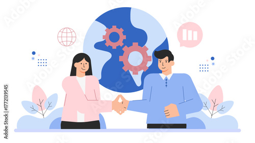 Strategic Business Partnership and Alliance Concept Flat Vector Illustration