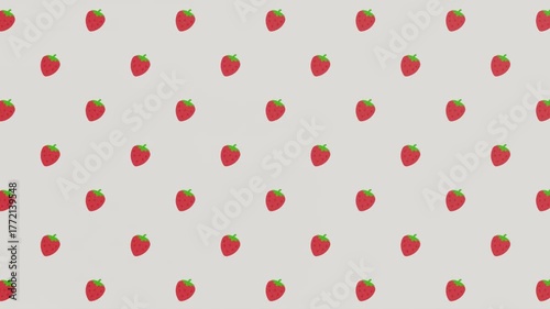 Seamless looping 2D animation background featuring fresh red strawberries. Perfect for food, summer, fruit, or kids’ cartoon animation projects.
