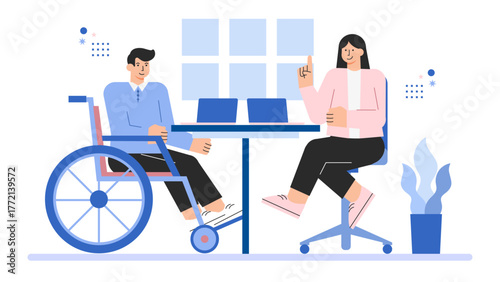 Business Diversity and Inclusion in Workplace Flat Vector Illustration