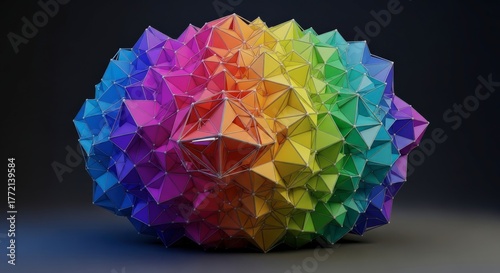 Abstract Geometric Rainbow Sphere Design Art