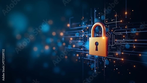 A visually striking depiction of data privacy, characterized by padlocks and digital layers, with copious copy space to incorporate messaging, aligned with flowing visual themes.