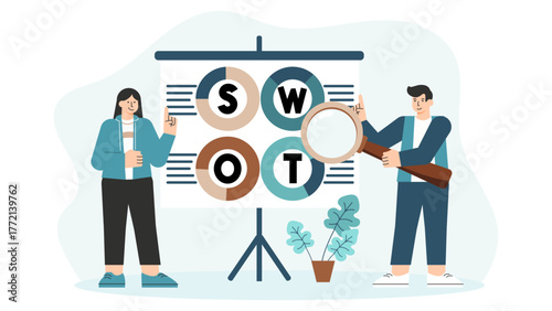 Flat Design SWOT Analysis for Business Strategy Flat Vector Illustration