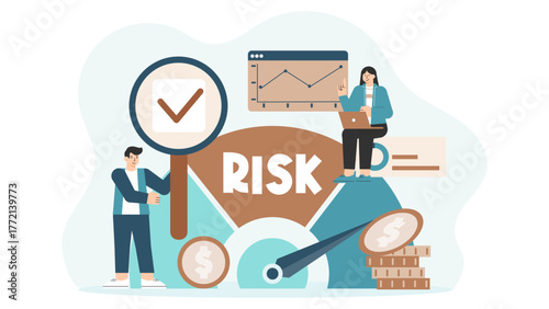 Flat Design Risk Assessment and Decision Making Flat Vector Illustration