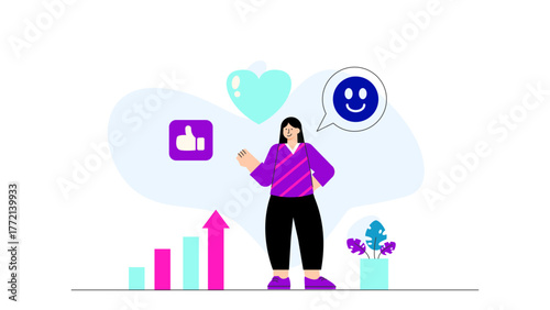 Flat Design Employee Engagement and Motivation Flat Vector Illustration