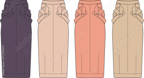 Fashionable Skirt Design Vector Illustration for Clothing Design