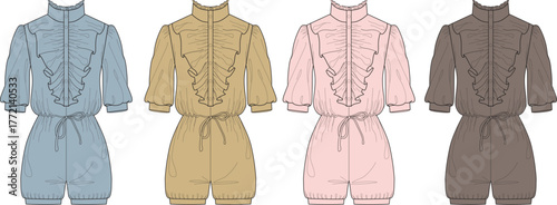 Stylish Jumpsuit Collection Trendy and Fashionable Overalls in Various Colors, Ready for Design Inspiration