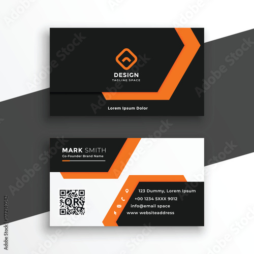 orange and white geometric business card design