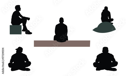 Man Sitting Silhouette And Vector Illustration Collection
