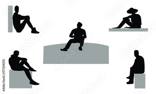 Man Sitting Silhouette And Vector Illustration Collection