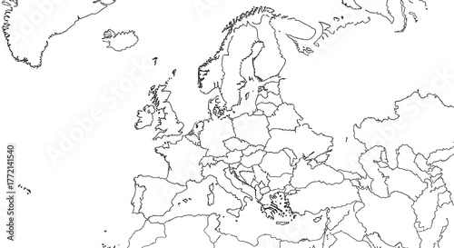 An outline political map of Europe and surrounding regions, including North Africa and parts of Asia, with clearly defined country borders.