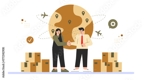 Business Franchise and Expansion Concept Flat Vector Illustration