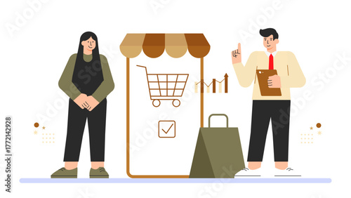 Local Business Marketing and Promotion Concept Flat Vector Illustration