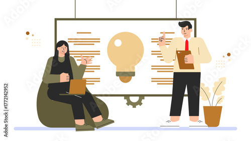 Business People Solving Problems Together Flat Vector Illustration
