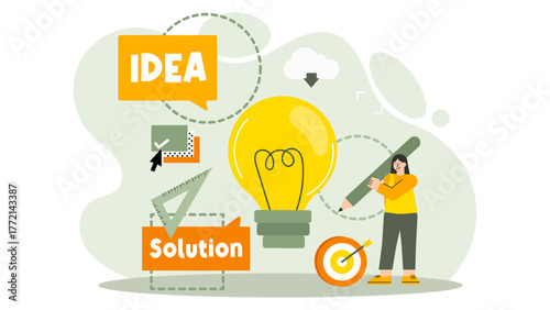 Design Thinking Process in Business Flat Vector Illustration