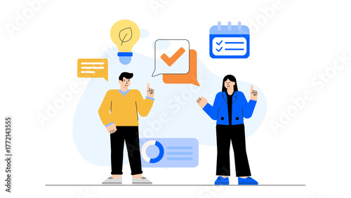 Flat Design Creative Thinking and Idea Generation Flat Vector Illustration