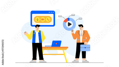 Flat Design Import and Export Business Concept Flat Vector Illustration