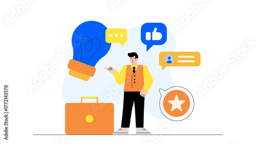 Design Thinking Process in Business Flat Vector Illustration