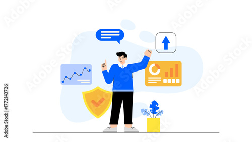 Flat Design Business Recovery and Growth After Crisis Flat Vector Illustration