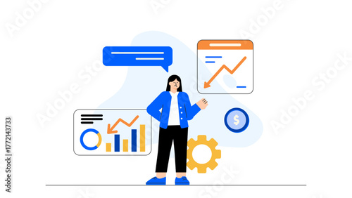 Economic Recession and Business Struggle Illustration Flat Vector Illustration