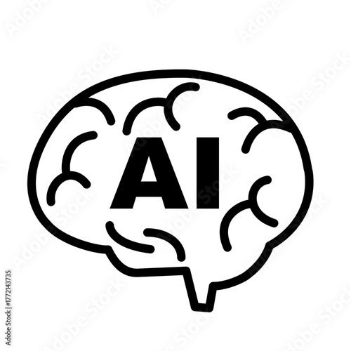 人工知能のイメージイラスト　シンプルなAIアイコン　シルエットデザイン　簡略