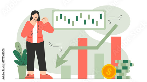 Economic Recession and Business Struggle Illustration Flat Vector Illustration