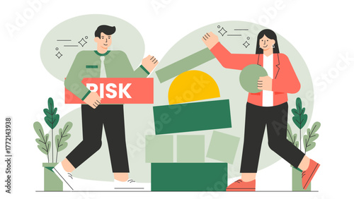 Business Risk and Uncertainty Management Flat Vector Illustration