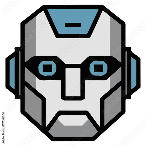 A futuristic robot head, with a cool and modern design