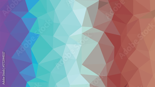 Abstract Low Poly Triangular Mosaic Background in Blue Purple and Orange