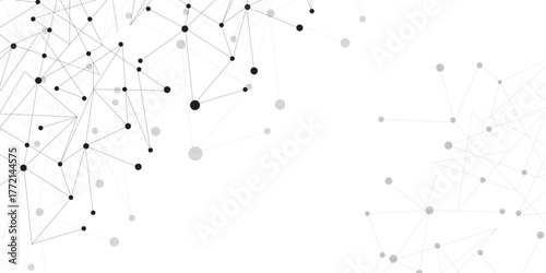 Technology abstract white digital background of connected dot with black line .many squares and rectangle shapes .Internet connection network high digital technology with connecting points and