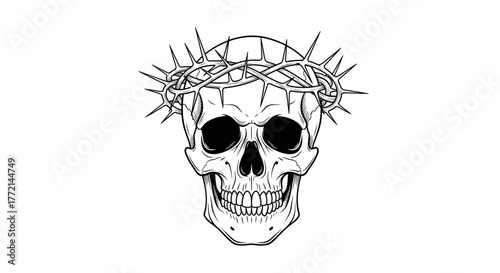 Skull wearing a crown of thorns