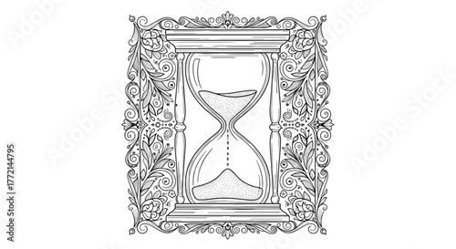 Ornate hourglass illustration, time is running out