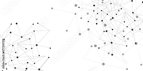 Technology abstract white digital background of connected dot with black line .many squares and rectangle shapes .Internet connection network high digital technology with connecting points and
