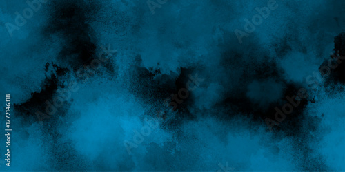abstract cloud and vapor texture background. Black and blue smoke aquarelle smudge illustration smooth grungy smokey light pastel colors ink glow. Teal color powder explosion