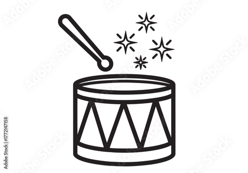 Simple black and white drum icon illustration