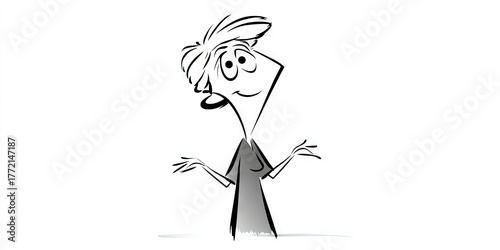 Doodle art of comical little old woman character