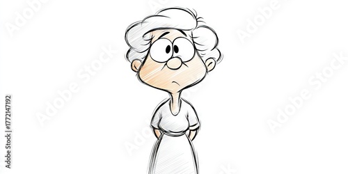 Doodle art of comical old woman grandma character
