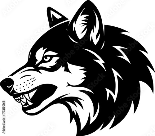 Wolf - Black and White Isolated Icon - Vector illustration
