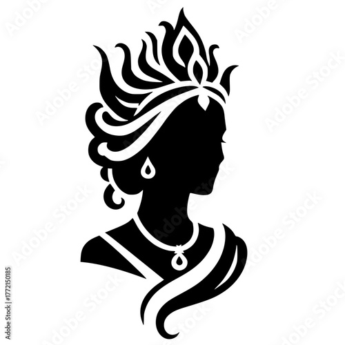 Silhouette of the beautiful queen logo