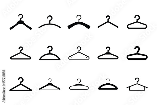 Clothes hangers symbol collection isolated on clean background