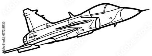Modern Fighter Jet Line Art Illustration