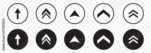 Swipe icon set. Swipe up arrow icons. Arrow buttons for social media. Scroll pictogram. Web icons. Vector illustration. Black color. EPS 10.