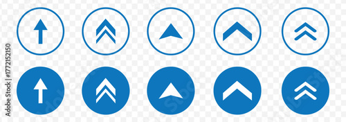 Swipe icon set. Swipe up arrow icons. Arrow buttons for social media. Scroll pictogram. Web icons. Vector illustration. Concepts for Web and Mobile Applications Blue color. Eps 10.