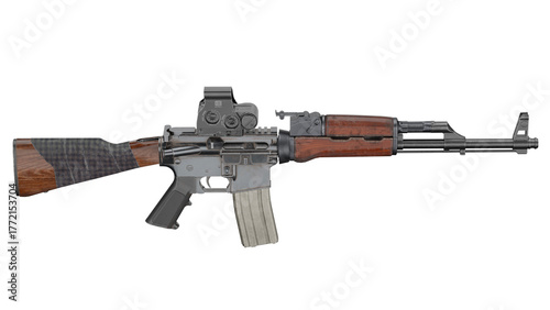 Photos 3d rendering kalashnikov ak 19 and rifle m16 hybrid