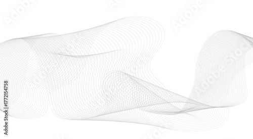 Abstract vector modern background with grey wavy lines and particles. Abstract wave element for design. Digital frequency track equalizer.