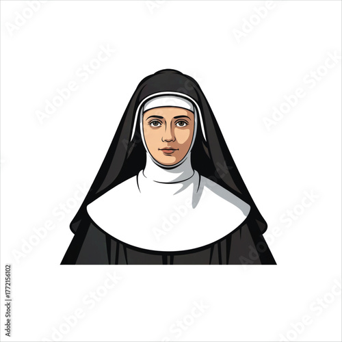 NUN VECTOR .a woman devoted to a religious life, and usually living in a convent. 