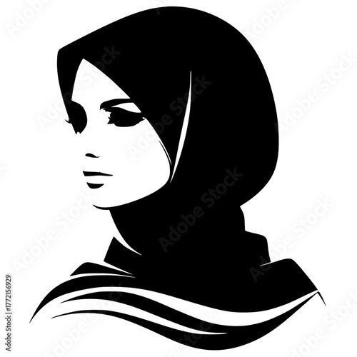 Silhouette portrait of a woman wearing a hijab