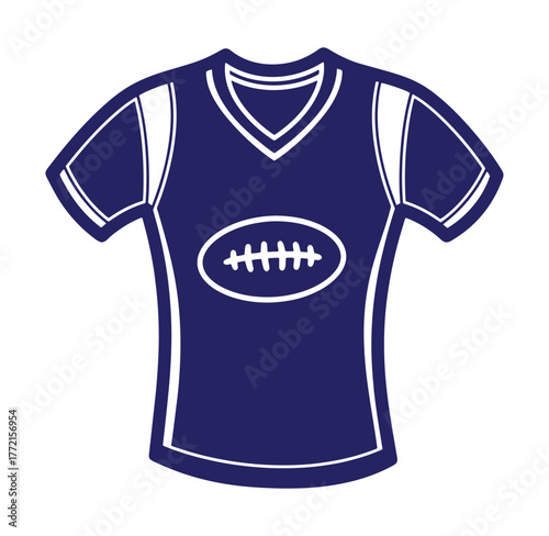 Blue american football jersey silhouette vector isolated on white background for sports theme